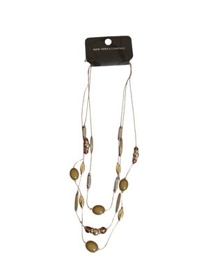 New York & Company Olive Multi-Strand Bead Layered Necklace